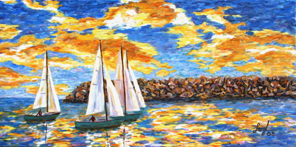 Boaters Coming in at Sunset  ~  
Neil Cohn, Boston, MA
2008  24x48