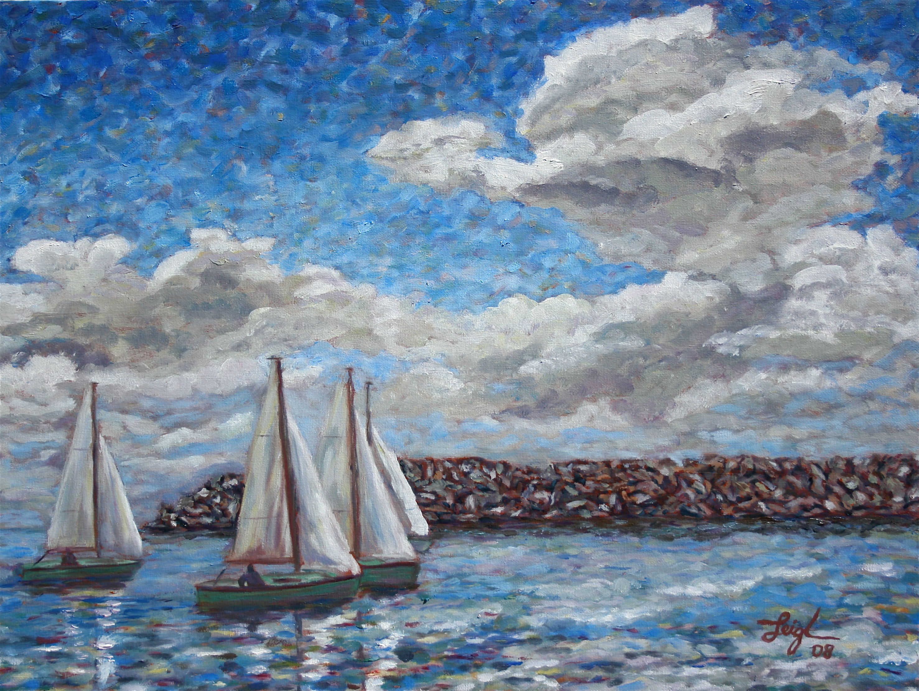 Boaters on a Spring Day    ~  Private collection, Oceanside, CA 2008 • 20 x 16