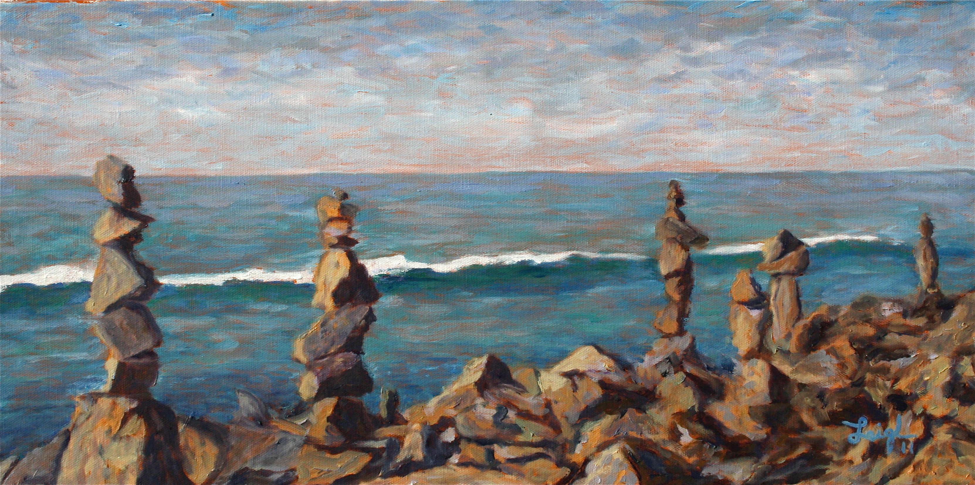 Rocks and Wave  ~  
George and Holly Moyer, Carlsbad, CA
2011 • 24 x 12