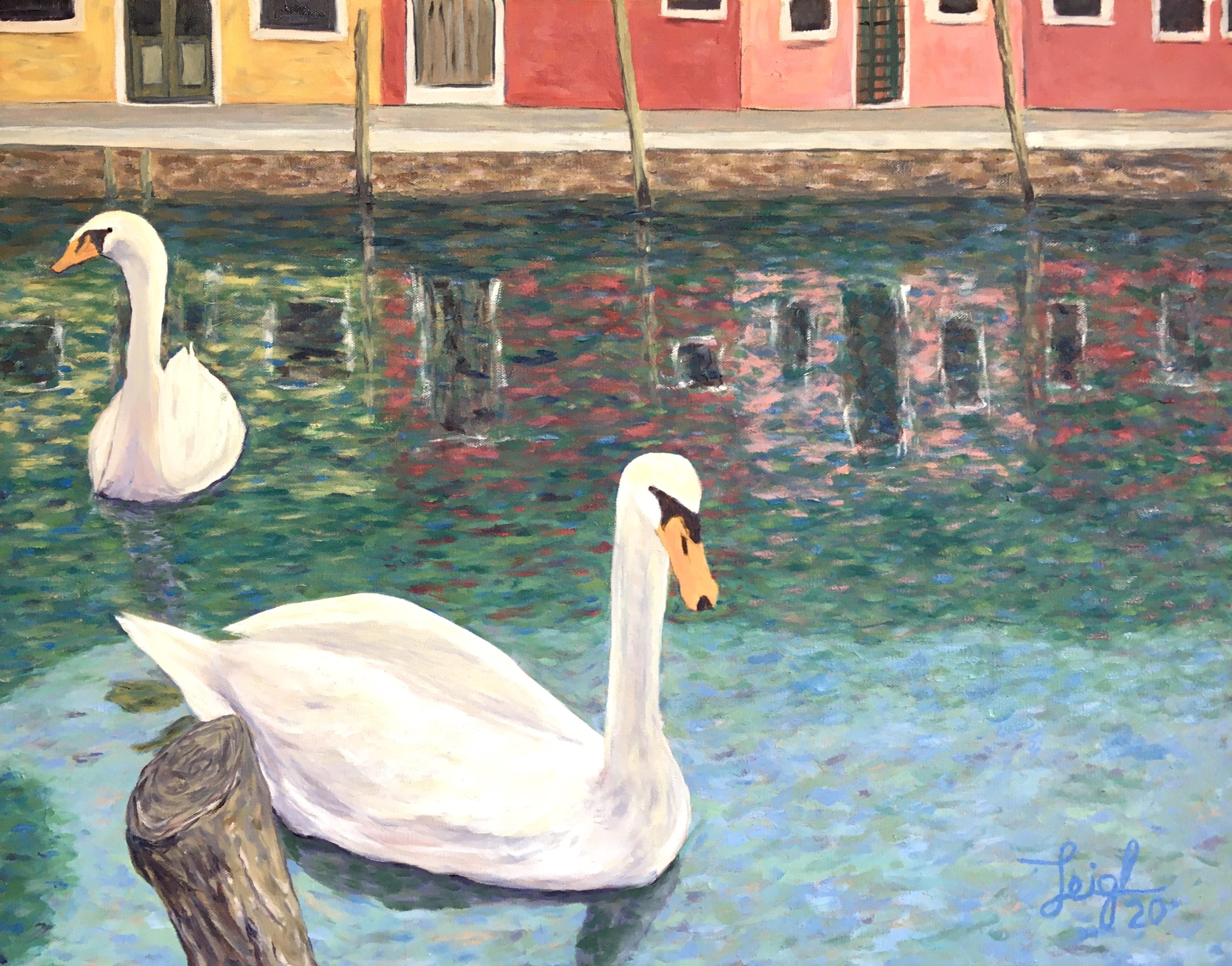 Swans in a Pandemic (#10)  ~ 
Jim & Luanna Quirk, Carlsbad, CA  28 x 22  •  2020