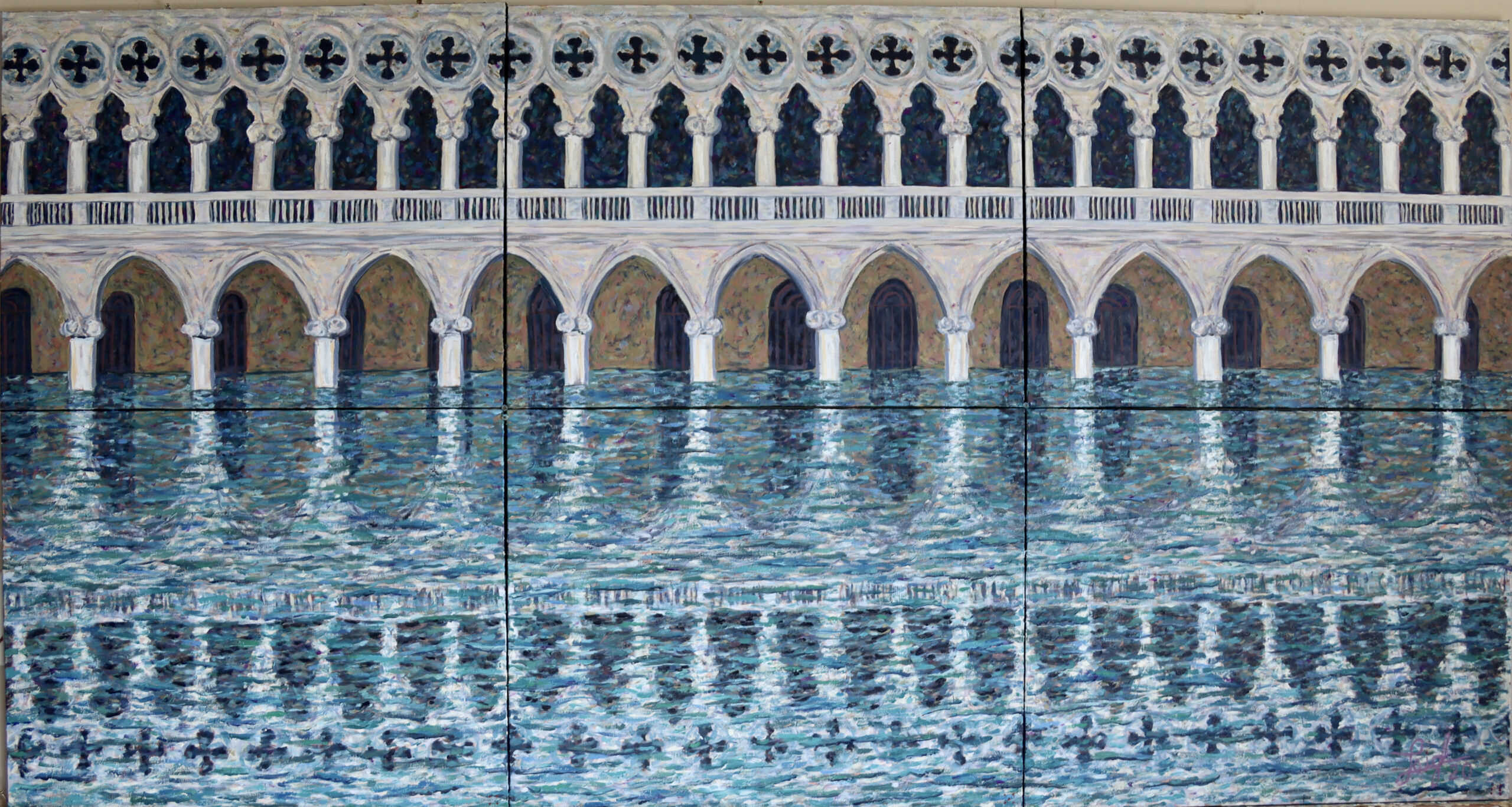 The Doge's Palace Flooded  •  84 x 66 (six canvases) 2020