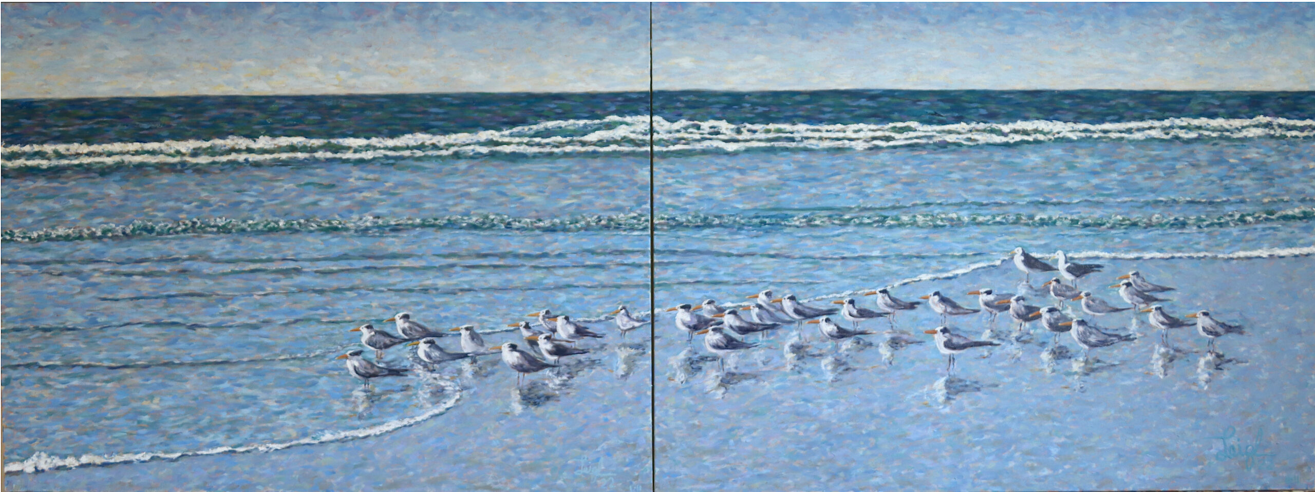 Pam's Terns (diptych)
2022  •  96 x 36 ~ Pamela Whitfield, San Diego 