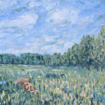 Van Gogh Cows on White (2023) 20 x 16