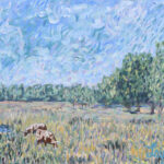 Van Gogh Cows on Rust (2023) 20 x 16