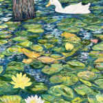 Balboa Park Water Lilies with Duck (2023) 36 x 48